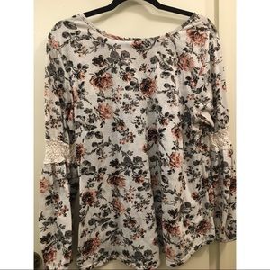 Floral bell sleeve top